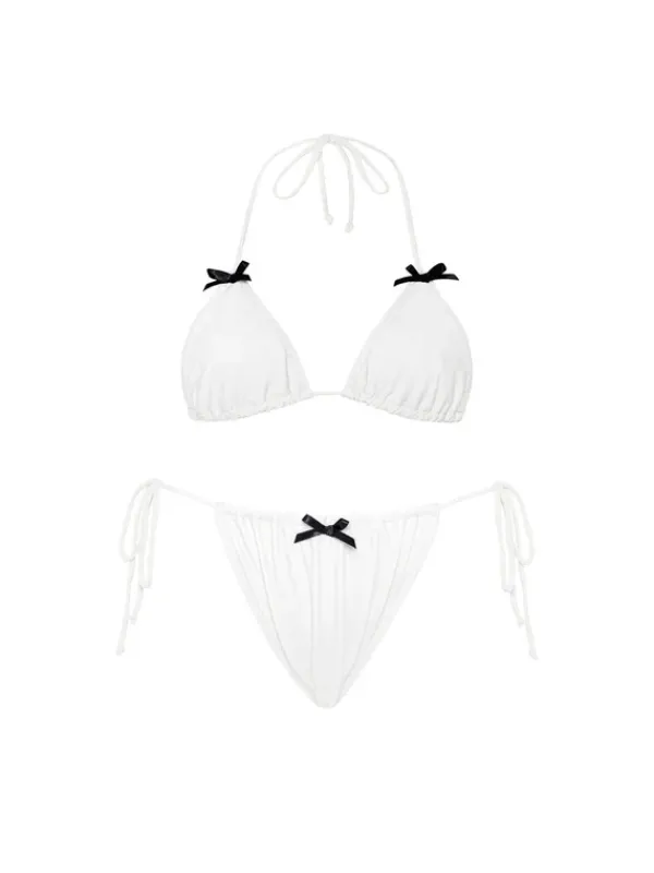 Bikini Sets|Swimwear*Mew Mews Fashion Brako Bow Bikini Two Piece Set In White
