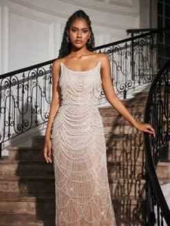 Embellishment|Dresses*Lu Yili Branddun Strapless Pearl Embellished Maxi Dress