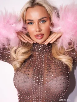 Embellishment|Dresses*Embellishment Braylene Rhinestone Feather Trimmed Mini Dress