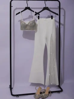 Tops*Mew Mews Fashion Brianna Crystal Bustier Top In White