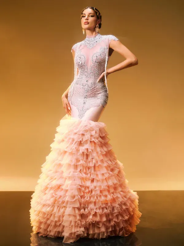 Embellishment|Dresses*Embellishment Brielle Rhinestone Tulle Trimmed Maxi Dress