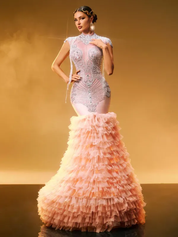 Embellishment|Dresses*Embellishment Brielle Rhinestone Tulle Trimmed Maxi Dress