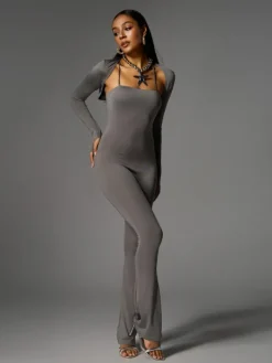 Jumpsuits & Romper*Mew Mews Fashion Brixander Spaghetti Jumpsuit In Grey With Shrug
