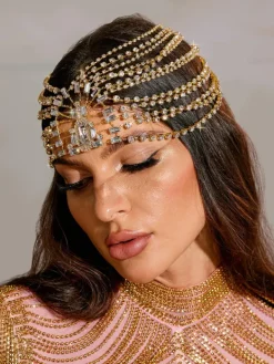 Headwear*Mew Mews Fashion Buber Multi Layered Crystal Headband