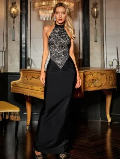 Dresses|Maxi Dresses*Mew Mews Fashion Cadao Backless Floral Lace Maxi Dress