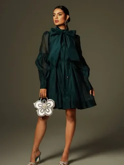 Dresses|Mini Dresses*Mew Mews Fashion Caelan Long Sleeve Lace Up Mini Dress