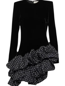 Dresses|Mini Dresses*Mew Mews Fashion Cahya Long Sleeve Ruffle Dot Mini Dress