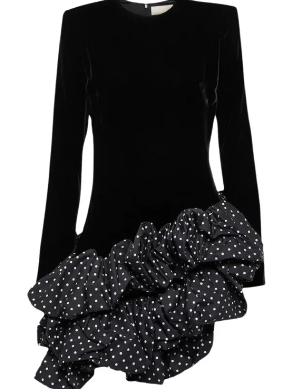 Dresses|Mini Dresses*Mew Mews Fashion Cahya Long Sleeve Ruffle Dot Mini Dress