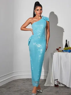 Dresses|Maxi Dresses*Mew Mews Fashion Cailynn One Shoulder Bow Sequin Maxi Dress