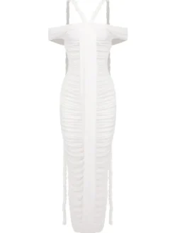 Dresses|Maxi Dresses*Mew Mews Fashion Caishen Off Shoulder Ruched Maxi Dress In White