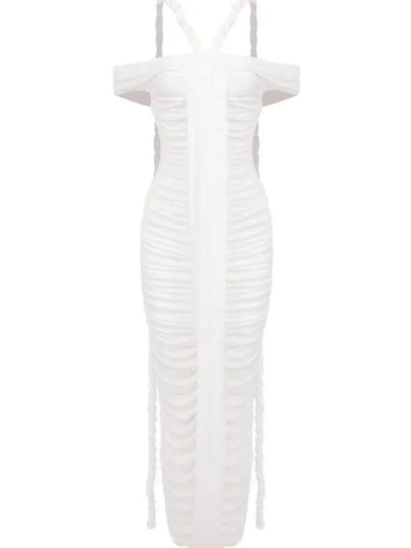 Dresses|Maxi Dresses*Mew Mews Fashion Caishen Off Shoulder Ruched Maxi Dress In White