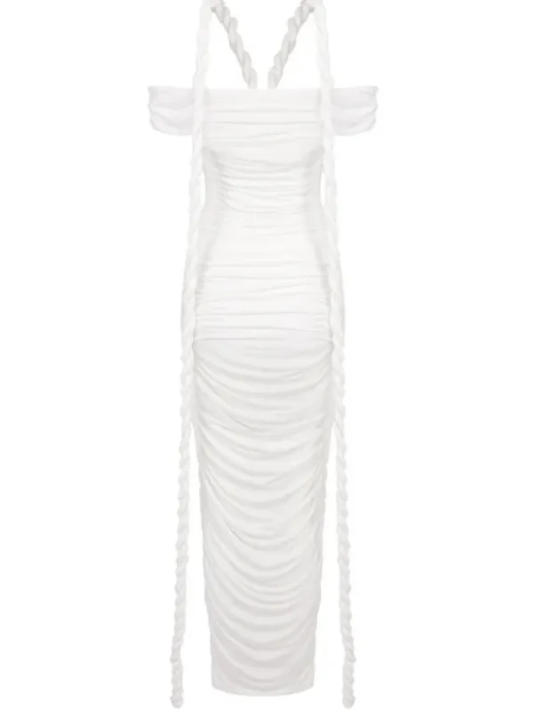Dresses|Maxi Dresses*Mew Mews Fashion Caishen Off Shoulder Ruched Maxi Dress In White