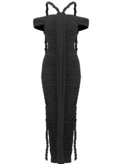 Dresses|Maxi Dresses*Mew Mews Fashion Caishen Off Shoulder Ruched Maxi Dress In Black