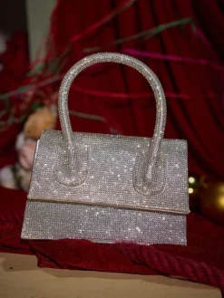 Bags*Mew Mews Fashion Caleo Crystal Clutch In Silver