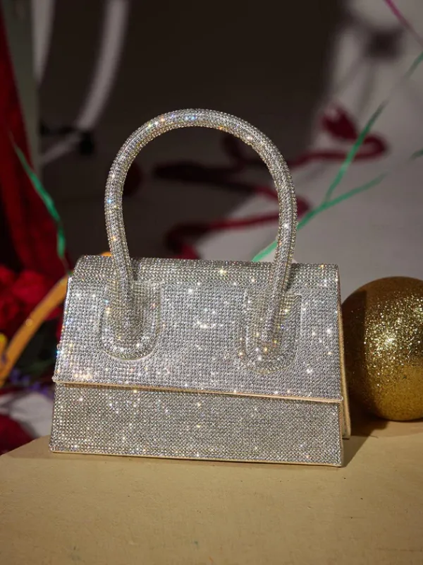 Bags*Mew Mews Fashion Caleo Crystal Clutch In Silver