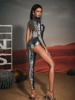 Jumpsuits & Romper|Embellishment*Embellishment Callahan One Shoulder Acrylic Jumpsuit