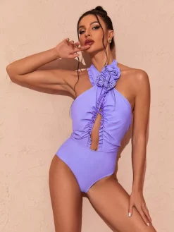 Bikini Sets|Swimwear*Mew Mews Fashion Cally Halterneck Swimwear Two Piece Set In Lilac