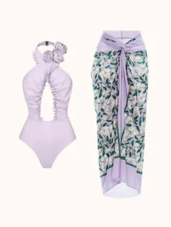Bikini Sets|Swimwear*Mew Mews Fashion Cally Halterneck Swimwear Two Piece Set In Lilac