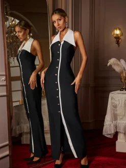 Dresses|Maxi Dresses*Mew Mews Fashion Cambrie Folded Collar Button Maxi Dress