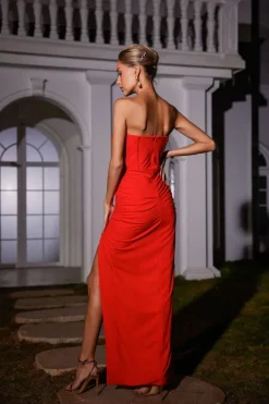 Dresses|Maxi Dresses*Mew Mews Fashion Carew Strapless Ruched Dress In Red