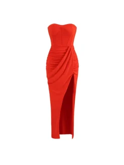 Dresses|Maxi Dresses*Mew Mews Fashion Carew Strapless Ruched Dress In Red
