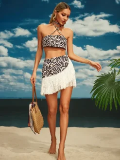 Sets & Co-ords*Mew Mews Fashion Cariel Leopard Fringe Skirt Set