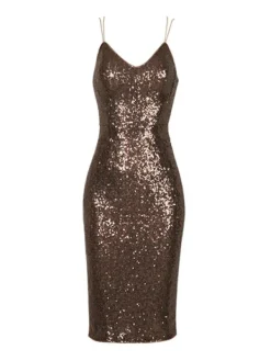 Dresses*Mew Mews Fashion Carla Spaghetti Sequin Bodycon Mini Dress