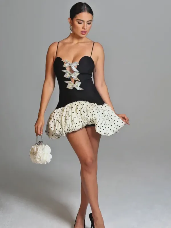 Dresses|Mini Dresses*Mew Mews Fashion Carsie Spaghetti Dot Printed Mini Dress