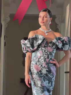 Embellishment|Dresses*Embellishment Casale Off Shoulder Floral Printed Midi Dress