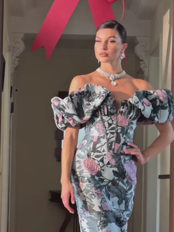 Embellishment|Dresses*Embellishment Casale Off Shoulder Floral Printed Midi Dress