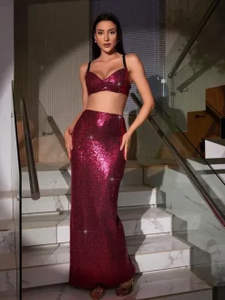 Sets & Co-ords*Mew Mews Fashion Cassiel Sequin Split Skirt Set
