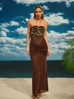Beaded Wear|Tops*Mew Mews Fashion O/S Castro Gemstone Beaded Bralette