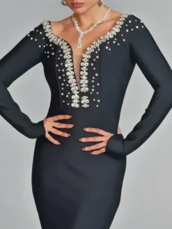 Dresses|Maxi Dresses*Bandage Cayla V Neck Rhinestone Maxi Dress