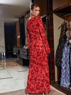 Dresses|Maxi Dresses*Mew Mews Fashion Cecily Long Sleeve Rose Printed Maxi Dress