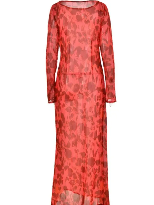 Dresses|Maxi Dresses*Mew Mews Fashion Cecily Long Sleeve Rose Printed Maxi Dress