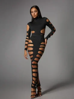 Sets & Co-ords*Mew Mews Fashion Ceslee Long Sleeve Cutout Skirt Set In Black