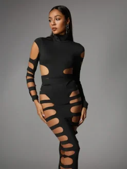 Sets & Co-ords*Mew Mews Fashion Ceslee Long Sleeve Cutout Skirt Set In Black
