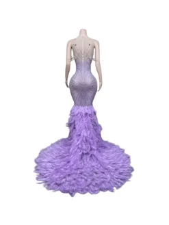Embellishment|Dresses*Nuo Fansi Chaviv Rhinestone Feather Maxi Dress