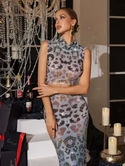 Sets & Co-ords|Embellishment*Nuo Fansi Chenelle Printed Rhinestone Skirt Set