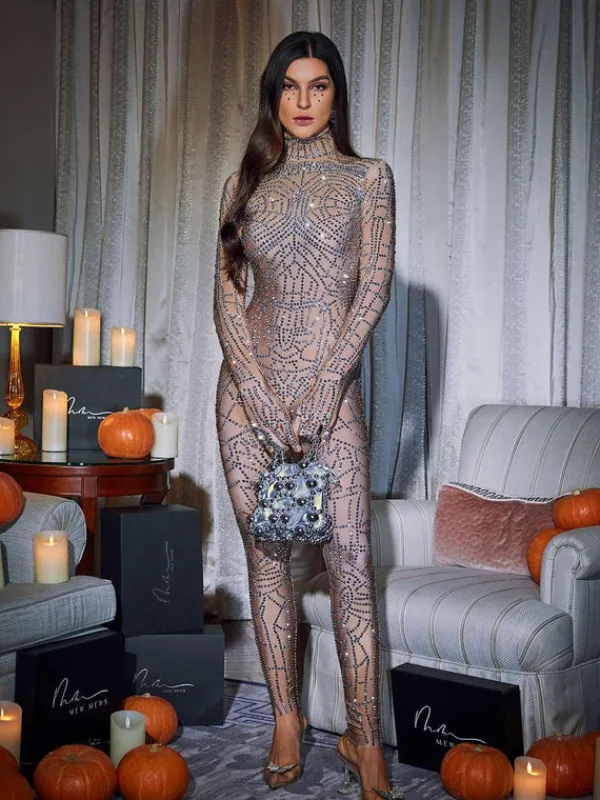 Embellishment*Embellishment Chimera Cobweb Rhinestone Jumpsuit