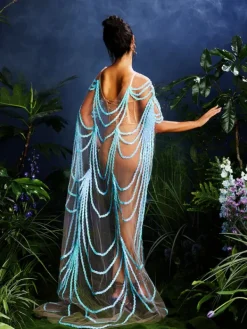 Dresses|Maxi Dresses*Jiu Bajia O/S Clarrisa Sequin Embellished Maxi Dress In Blue