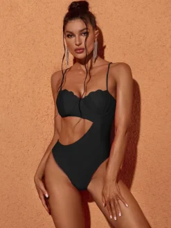 One Piece|Swimwear*Mew Mews Fashion Codi Cutout One Piece Swimsuit In Black