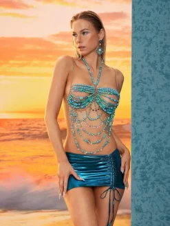 Beaded Wear|Tops*Mew Mews Fashion O/S Conrad Gemstone Beaded Bralette