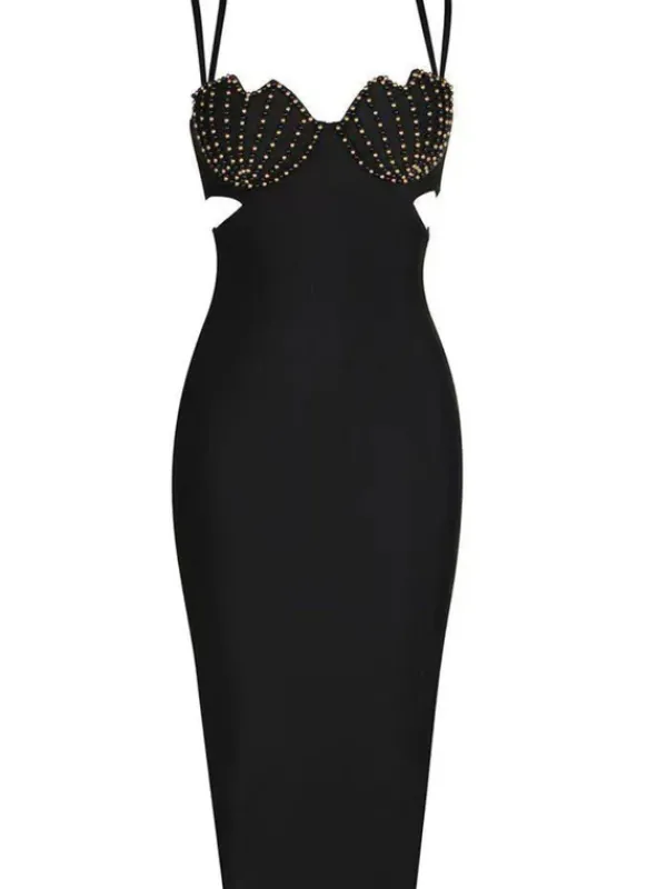 Dresses|Midi Dresses*Bandage Coretta Pearl Coutout Dress In Black