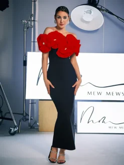 Dresses|Maxi Dresses*Bandage Creed Off Shoulder Flower Dress In Red