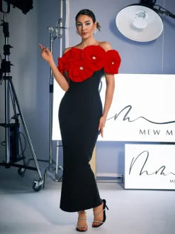 Dresses|Maxi Dresses*Bandage Creed Off Shoulder Flower Dress In Red