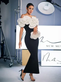Dresses|Maxi Dresses*Bandage Creed Off Shoulder Flower Dress