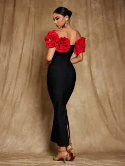 Dresses|Maxi Dresses*Bandage Creed Off Shoulder Flower Dress In Red
