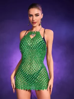 Dresses*Mew Mews Fashion O/S Cristal Butterfly Rhinestone Body Chain Dress