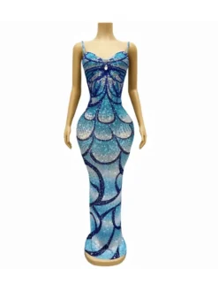 Embellishment|Maxi Dresses*Embellishment Croía Spaghetti Print Crystal Maxi Dress